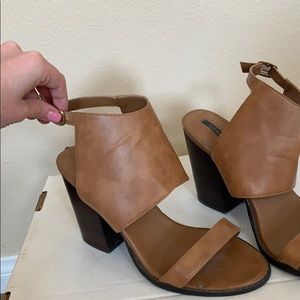 Cognac block heels